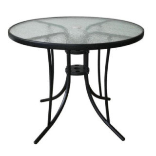 Stolik 90cm okrągły metalowy ze szklanym blatem 359499